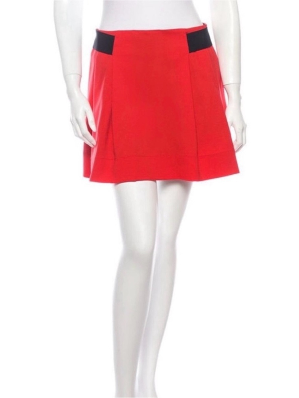 Proenza Schouler Red A-Line Skirt with Black Accent - Picture 2 of 5